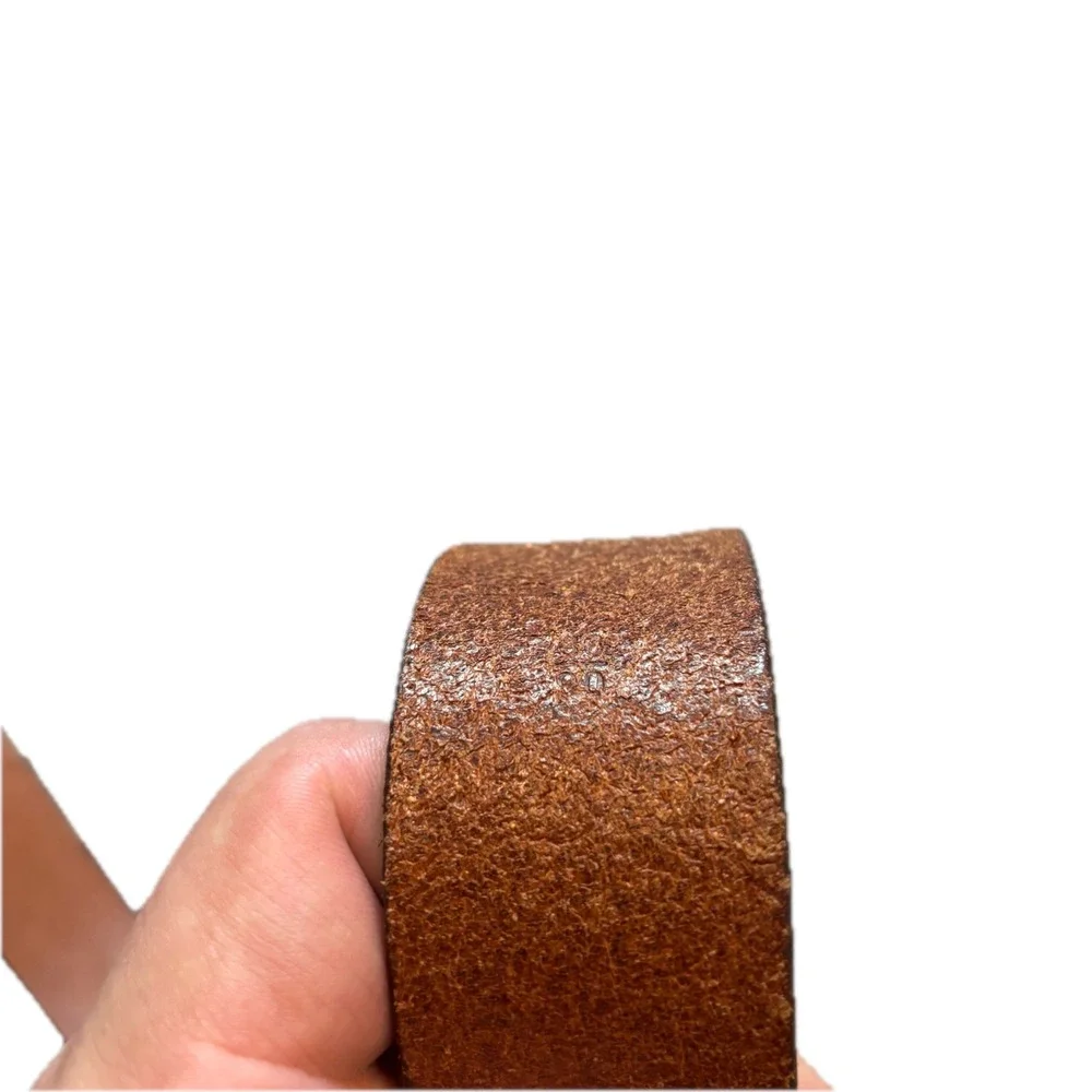 Polo Ralph Lauren Mens Cognac Leather Belt X-Stitch Brass Buckle Made in USA 36